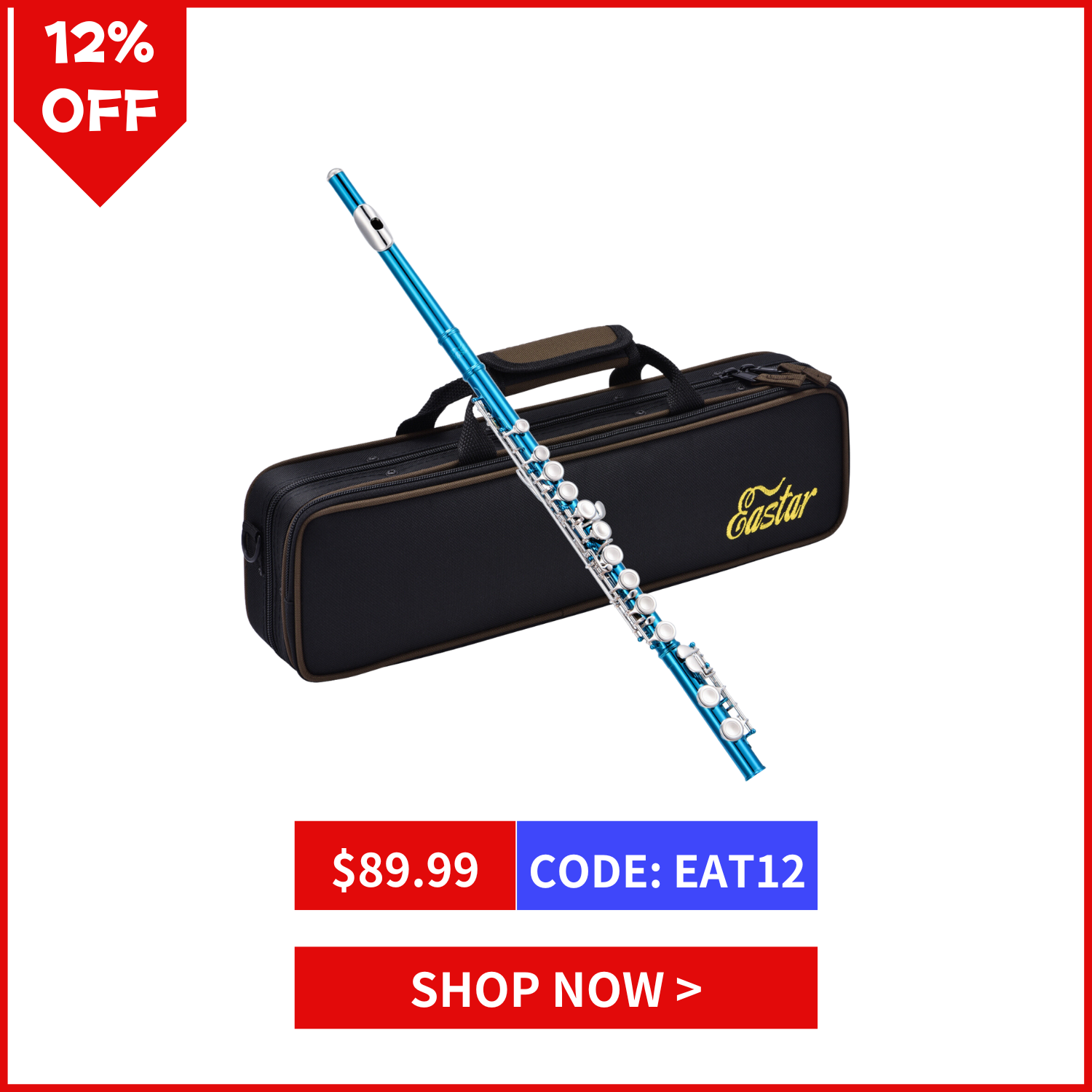 Eastar EFL-1SB 16-Key Flute Set Scale C Closed Hole Sky Blue