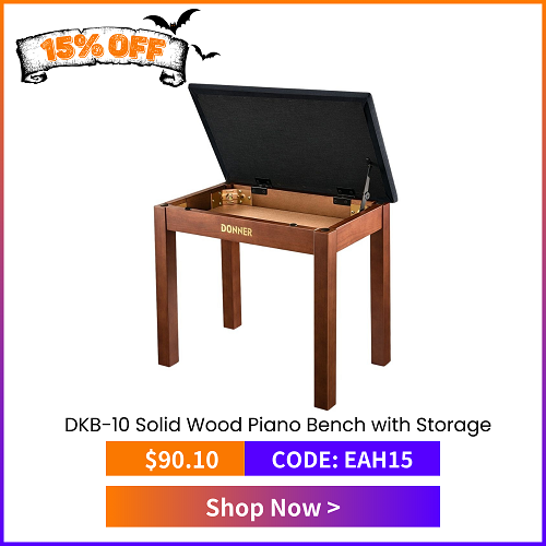 DKB-10 Solid Wood Piano Bench with Storage High-Density Cushion Chair - Brown