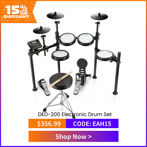 DED-200 Electronic Drum Set 5-Drum 3-Cymbal 450-Sound with Headphones/Drum Throne