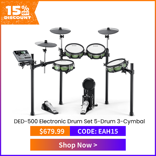 DED-500 Electronic Drum Set 5-Drum 3-Cymbal with Standard Mesh Heads/Included BD Pedal