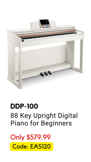 DDP-100 88 Key Weighted Hammer Action Upright Digital Piano for Beginners Black/White