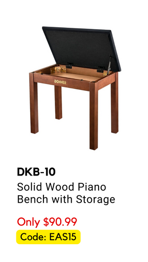 DKB-10 Solid Wood Piano Bench with Storage High-Density Cushion Chair - Brown