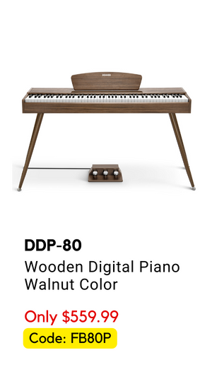 DDP-80 Wooden Style 88 Key Weighted Digital Piano with Stand & 3 Pedal