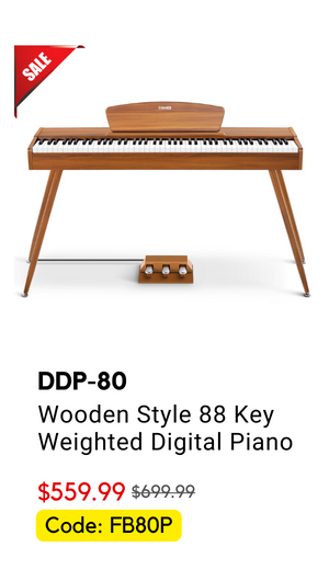 DDP-80 Wooden Style 88 Key Weighted Digital Piano with Stand & 3 Pedal