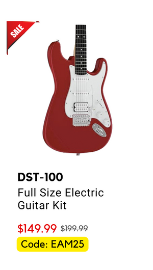 DST-100 Full Size Electric Guitar Kit with Amplifier 39-Inch Solid Body HSS Pickup Beginner Set