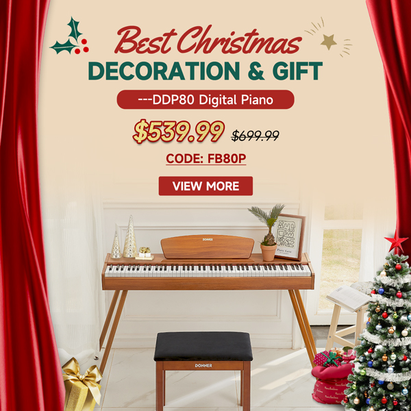 DDP-80 Wooden Style 88 Key Weighted Digital Piano with Stand & 3 Pedal