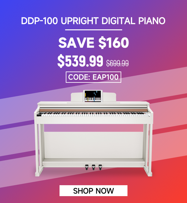 DDP-100 88 Key Weighted Hammer Action Upright Digital Piano for Beginners Black/White