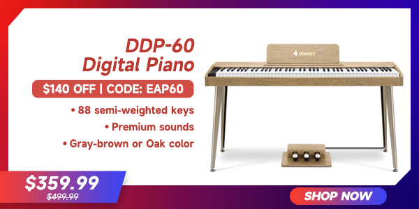 DDP-60 Wooden 88-Key Semi-Weighted Upright Digital Piano with 3-Pedal for Beginner