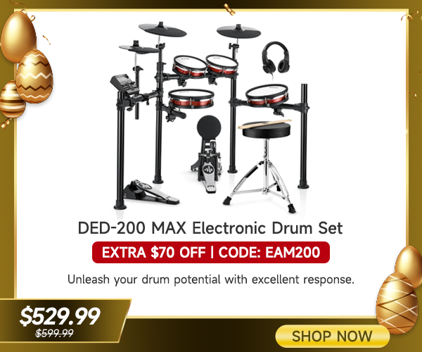 DED-200 MAX Electronic Drum Set 5-Drum 3-Cymbal with Drum Throne/Headphone
