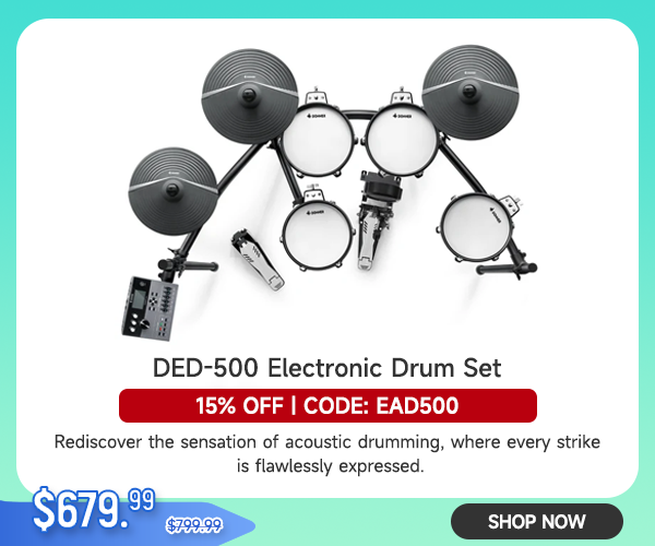 DED-500 Electronic Drum Set 5-Drum 3-Cymbal with Standard Mesh Heads/Included BD Pedal