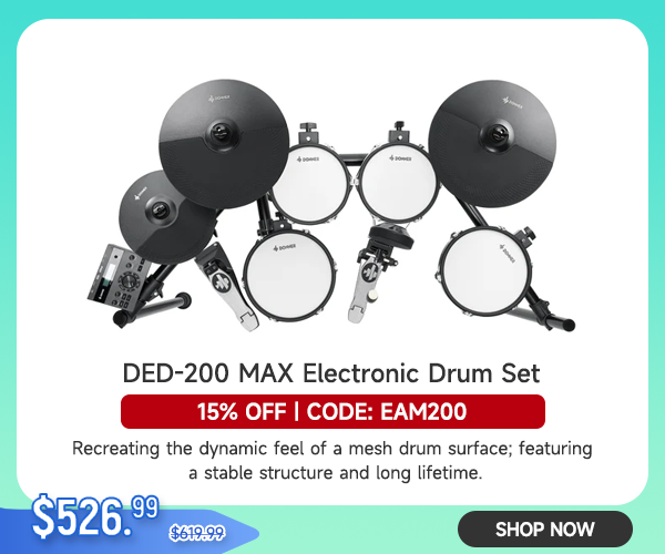 DED-200 MAX Electronic Drum Set 5-Drum 3-Cymbal with Drum Throne/Headphone