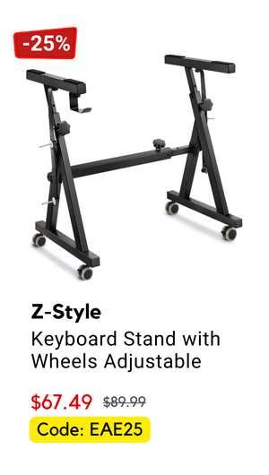 Universal Heavy-Duty Z-Style Keyboard Stand with Wheels Adjustable Height/Width