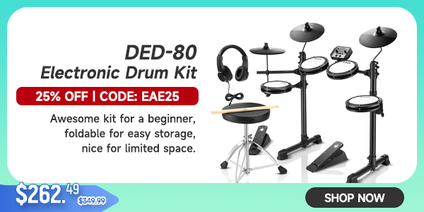 DED-80 Best Electronic Drum Kit For Beginners with Headphones/Drum Throne