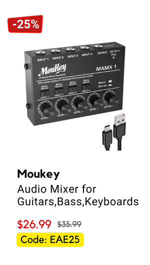 MAMX DC 5V Audio Mixer for Guitars,Bass,Keyboards