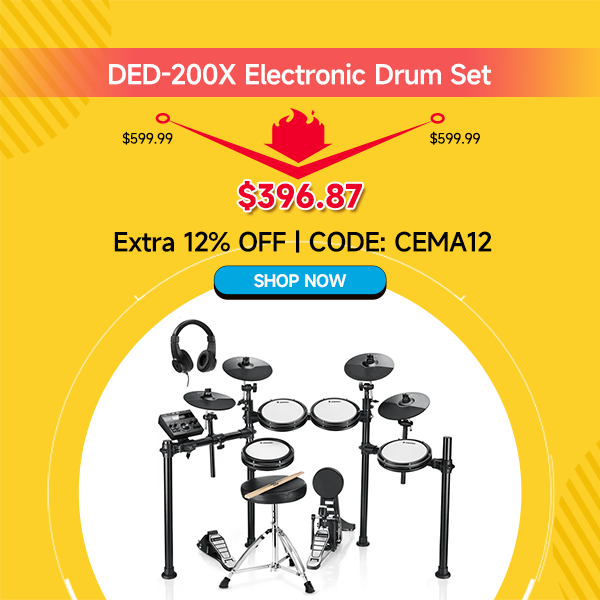 DED-200X Electronic Drum Set 5-Drum 4-Cymbal 450-Sound with Drum Throne/Headphone