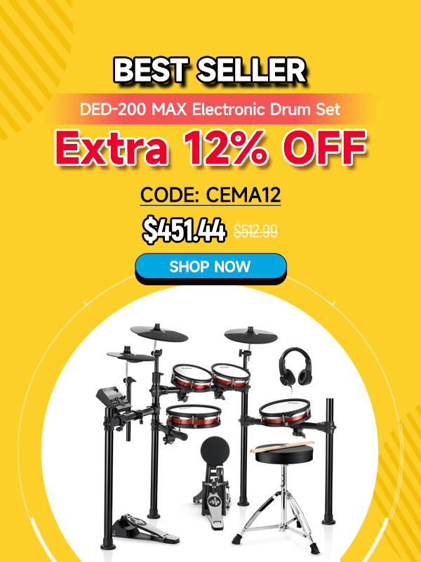 DED-200 MAX Electronic Drum Set 5-Drum 3-Cymbal with Drum Throne/Headphone