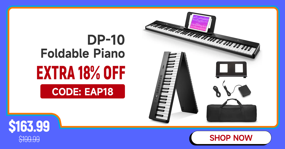 DP-10 88-Key Foldable Semi-Weighted Digital Piano Kit with Bluetooth