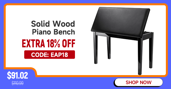 Solid Wood Duet Piano Bench with Storage Two-Seater High-Density Suede Cushion Chair - Black