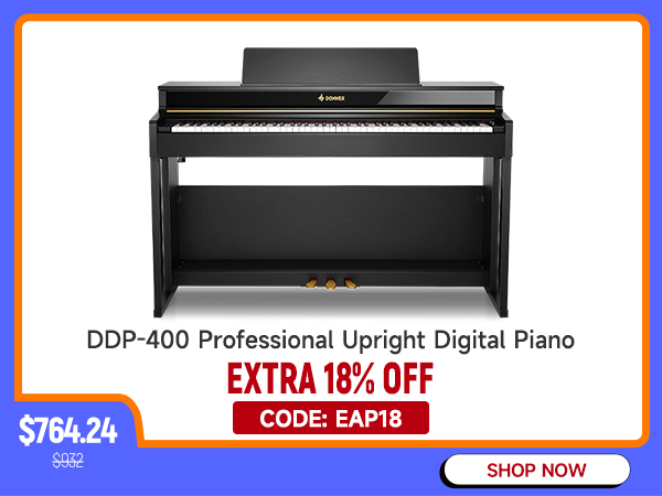 Donner DDP-400 Professional 88-Key Progressive Hammer Action Weighted Upright Digital Piano with Extended Speaker Cabinet