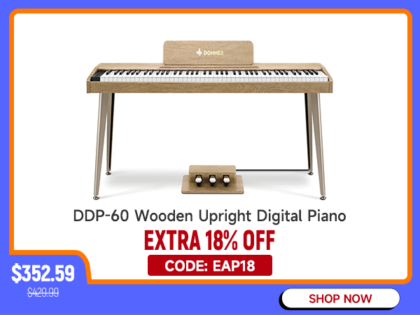 DDP-60 Wooden 88-Key Semi-Weighted Upright Digital Piano with 3-Pedal for Beginner
