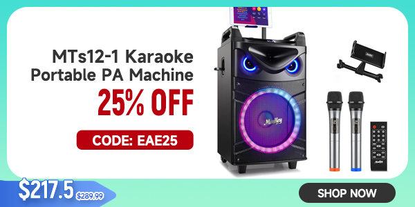 Moukey MTs12-1 Karaoke Machine Portable PA Trolley Speaker with Woofer/Bluetooth/2 Mic
