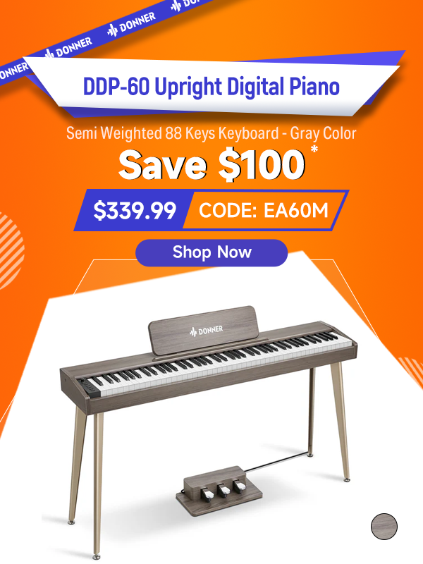 Donner DDP-60 Wooden 88-Key Semi-Weighted Upright Digital Piano with 3-Pedal for Beginner