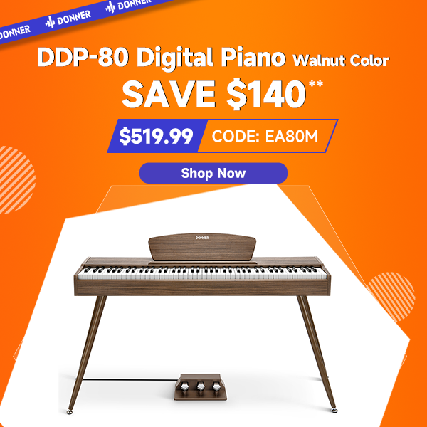 Donner DDP-80 Wooden Style 88 Key Weighted Digital Piano with Stand & Triple Pedals
