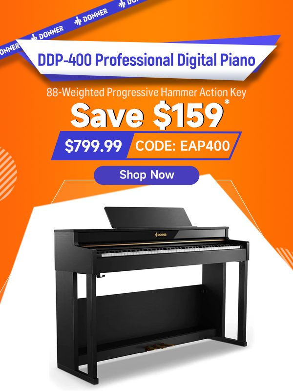 Donner DDP-400 Professional 88-Key Progressive Hammer Action Weighted Upright Digital Piano with Extended Speaker Cabinet