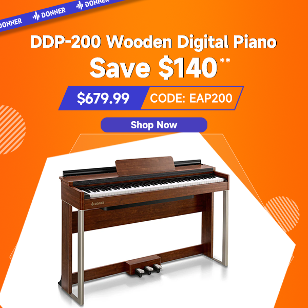 Donner DDP-200 Wooden 88 Key Dynamic Graded Hammer Action Weighted Upright Digital Piano for Professionals