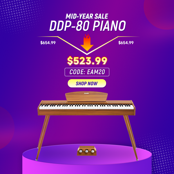 Donner DDP-80 Wooden Style 88 Key Weighted Digital Piano with Stand & Triple Pedals