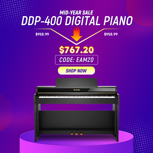 Donner DDP-400 Professional 88-Key Progressive Hammer Action Weighted Upright Digital Piano with Extended Speaker Cabinet