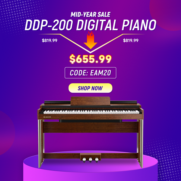 Donner DDP-200 Wooden 88 Key Dynamic Graded Hammer Action Weighted Upright Digital Piano for Professionals