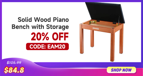 Donner Solid Wood Piano Bench with Storage High-Density Suede Cushion Chair Wood Color