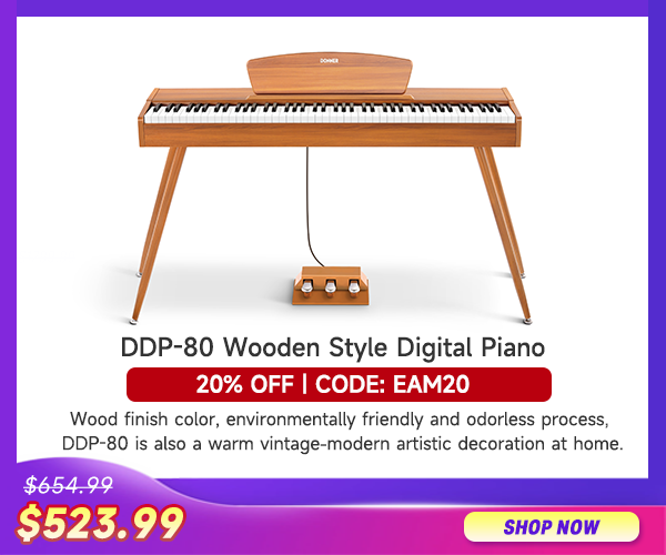 Donner DDP-80 Wooden Style 88 Key Weighted Digital Piano with Stand & Triple Pedals