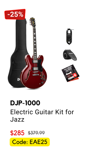 Donner D-J-P-1000 335 Style Electric Guitar Kit for Jazz Semi-Hollow Body with Dual H Pickups