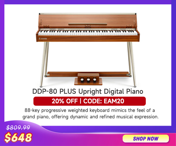 Donner DDP-80 PLUS 88 Key Weighted Wooden Upright Digital Piano with Semi-open Cover