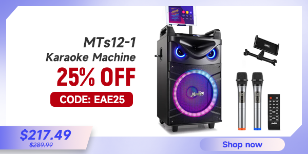 Moukey MTs12-1 Karaoke Machine Portable PA Trolley Speaker with Woofer/Bluetooth/2 Mic
