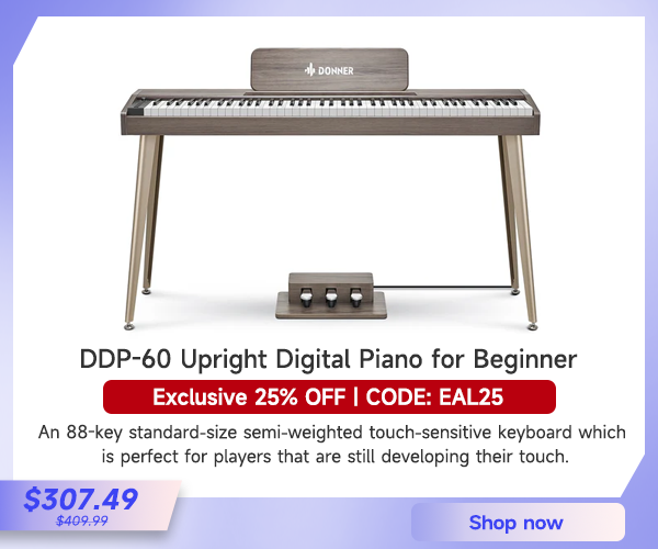 Donner DDP-60 Wooden 88-Key Semi-Weighted Upright Digital Piano with 3-Pedal for Beginner