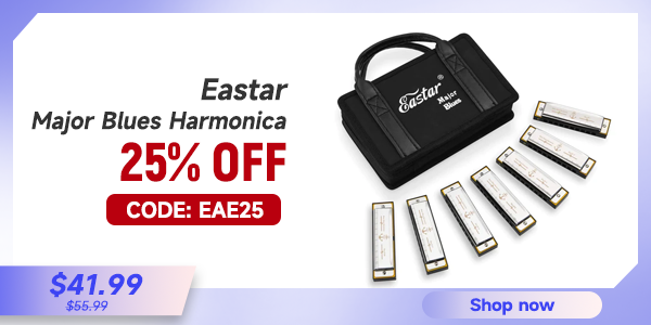 Eastar Major Blues Harmonica Sets 7 Keys Diatonic Harmonica in Key for Adults Beginners Students Kids 7-Pack with Carrying Case & Cleaning Cloth