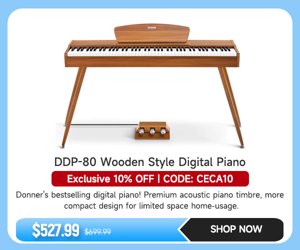 Donner DDP-80 Wooden Style 88 Key Weighted Digital Piano with Stand & Triple Pedals
