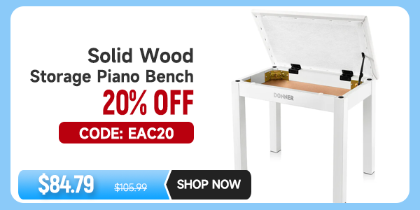 Donner Solid Wood Piano Bench with Storage High-Density Suede Cushion Chair White