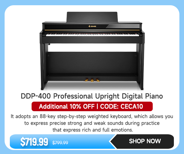 Donner DDP-400 Professional 88-Key Progressive Hammer Action Weighted Upright Digital Piano with Extended Speaker Cabinet