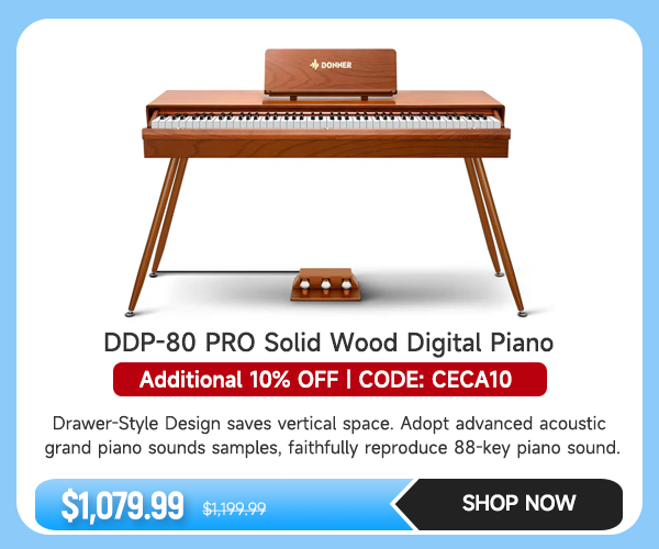 Donner DDP-80 PRO Solid Wood 88 Key Weighted Digital Piano Desk Drawer Design