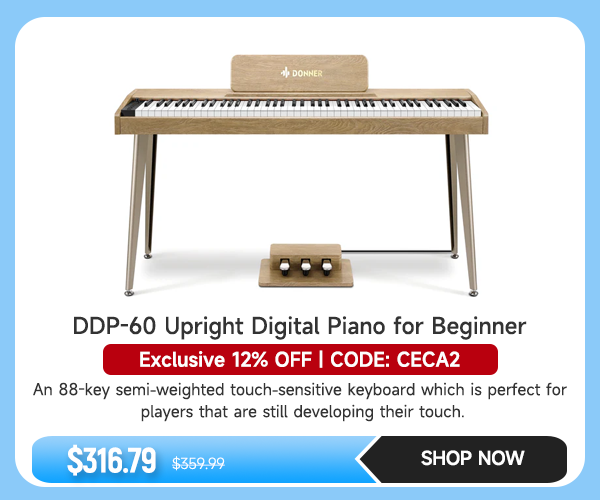 Donner DDP-60 Wooden 88-Key Semi-Weighted Upright Digital Piano with 3-Pedal for Beginner