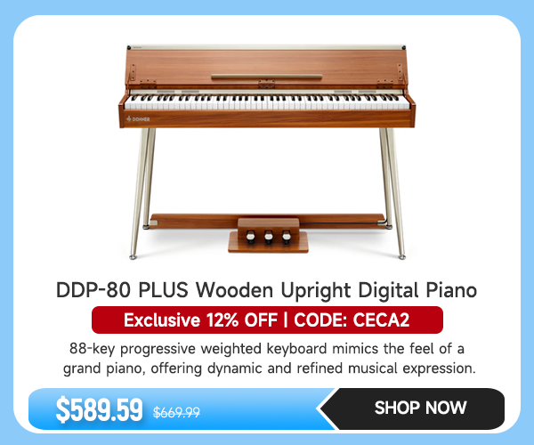 Donner DDP-80 PLUS 88 Key Weighted Wooden Upright Digital Piano with Semi-open Cover